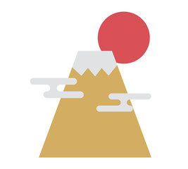 赤い月と黄色い富士山