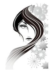 女性の顔、ロングヘアー、ファッション