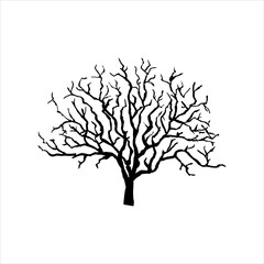 tree fall season, dry tree, stem, isolated on white. vector illustration