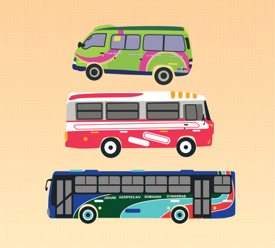 buses for transportation lima peru illustration