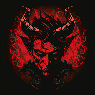 Hell devil vector illustration for logo or design. Generative AI
