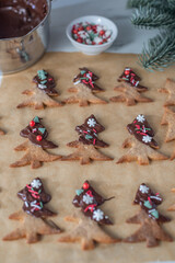 Fototapeta na wymiar christmas tree christmas cookies with chocolate