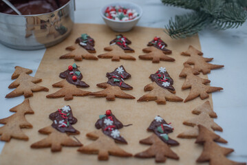 christmas tree christmas cookies with chocolate