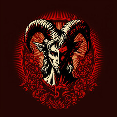 Goat devil vector illustration for logo or design. Generative AI