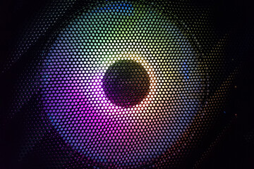 Colorful neon rgb compuret fan cooler technology system closeup