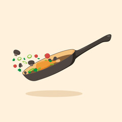 Flat design of fried chicken with fresh vegetables