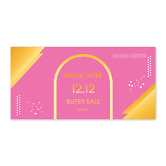 3D Gift voucher super sale banner. For business promotion special offer end year sales and discount online purchases. Label tags, 3d rendering design. 12.12 ,1212,12 super sale banner.