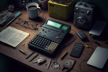 Electronics on the accounting desk. Generative AI