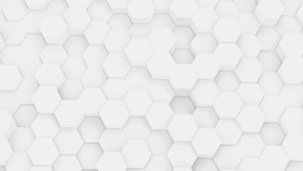 3d white hexagon cubic blocks with perspective render illustration
