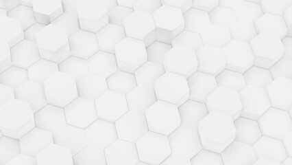 3d white hexagon cubic blocks with perspective render illustration
