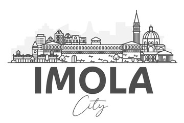 Imola, Italy architecture line skyline illustration. Linear vector cityscape with famous landmarks, city sights, design icons. Landscape with editable strokes.