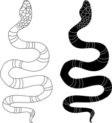 Lampropeltis triangulum vector.Sticker and hand drawn snake for tattoo.snake Reptile illustration.