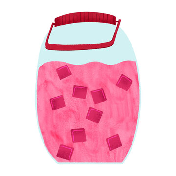 Filipino samalamig sweet chilled beverage pink gulaman flavor in jar