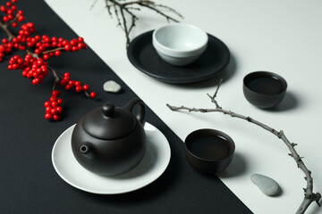 Concept of asian tea, tea ceremony items
