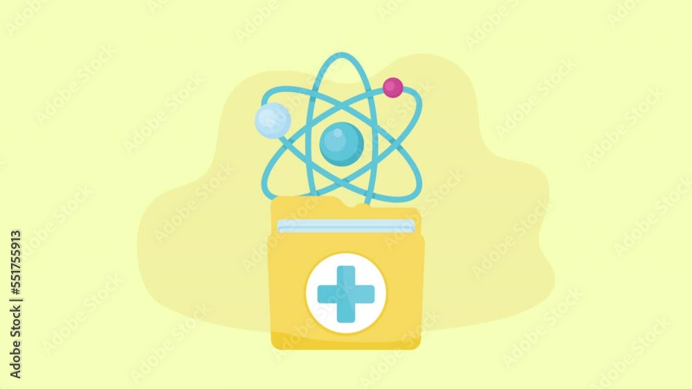 Sticker medical folder with atom animation