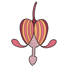 Hand-drawn bleeding hearts flowers in the form of a heart for lovers. Design elements for Valentines Day. Vector