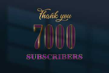 7000 subscribers celebration greeting banner with Luxury Design