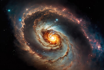 Galaxy with starlight nebula in the backdrop. Generative AI