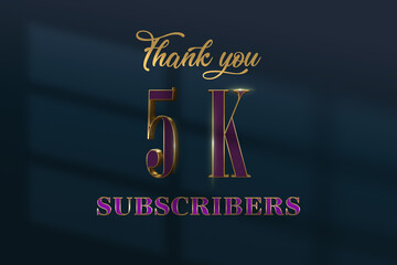 5 K  subscribers celebration greeting banner with Luxury Design