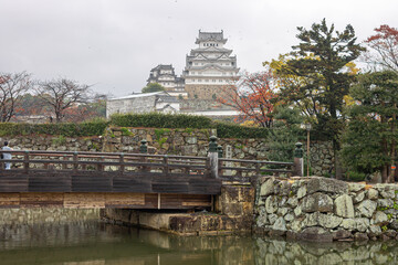 Himeji, Japan. The main keep (tenshu) of the White Egret or Heron Castle, a castle complex from the Azuchi Momoyama period and a World Heritage Site