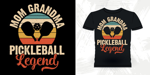 Mom Grandma Pickleball Legend Funny Pickleball Player Sports Mother's Day  Retro Vintage Pickleball T-shirt Design