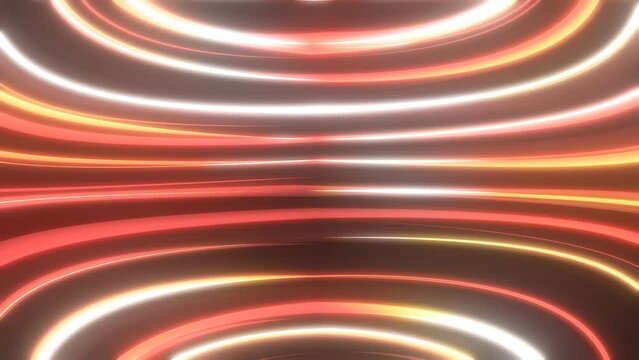 Orange luminous lines raised from magical energy lines and stripes on a black background. Abstract background. Video in high quality 4k, motion graphics design