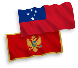 Flags of Independent State of Samoa and Montenegro on a white background