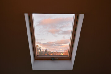natural light inside the house through the roof window