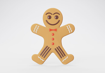 3d illustration Smiling Gingerbread man on white background