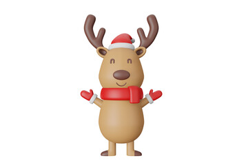 3d illustration Smiling Reindeer on transparent background