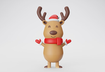 3d illustration Smiling Reindeer on white background
