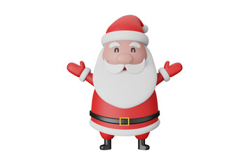 3d illustration Smiling Santa Claus on transparent background