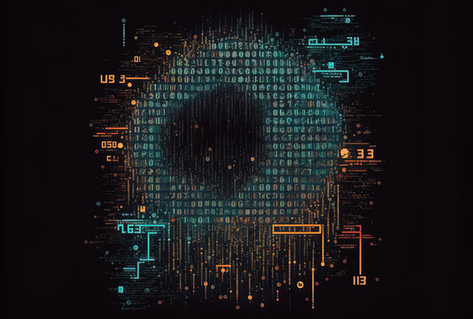 technological idea of code coding programming technology. Generative AI
