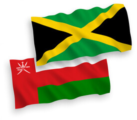 Flags of Sultanate of Oman and Jamaica on a white background