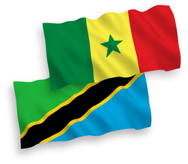 Flags of Republic of Senegal and Tanzania on a white background