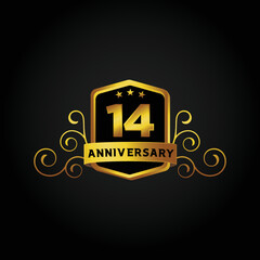 Happy 14th Year anniversary celebration vector template