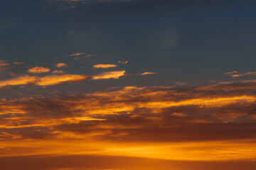 Beautiful sunset or dawn sky. background image. Evening cloudy landscape in the city. Sky textures.