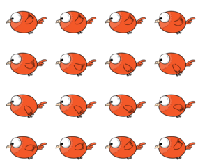 2D Round birds flying animation sheet.2D simple cartoon bird