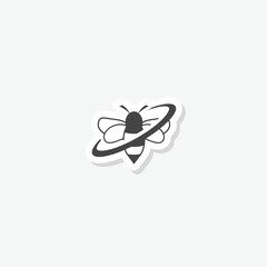 Bee circle logo sticker isolated on white