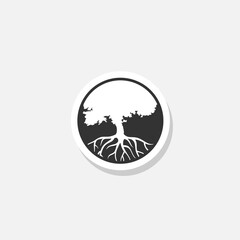 Garden tree circle sticker icon