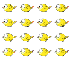 2D Round birds flying animation sheet.2D simple cartoon bird