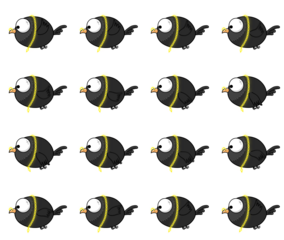 2D Round birds flying animation sheet.2D simple cartoon bird