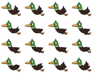 2D Duck bird flying animation sprite-sheet in PNG.