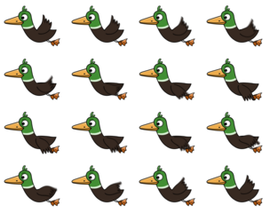 2D Duck bird flying animation sprite-sheet in PNG.