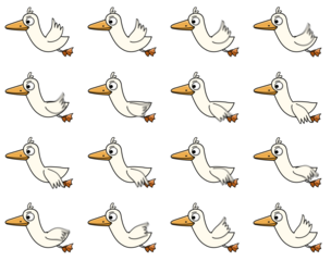 2D Duck bird flying animation sprite-sheet in PNG.