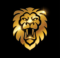 Golden Lion Head Logo vector Icon