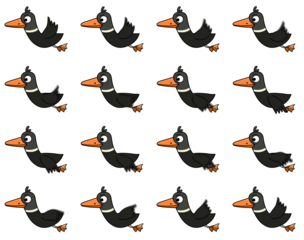 2D Duck bird flying animation sprite-sheet in PNG.