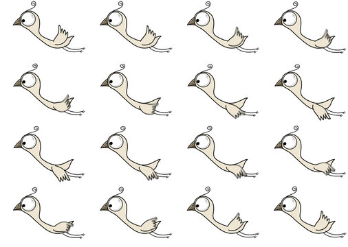Egret, Heron Flying bird animation sheet for video games.