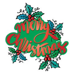 Merry Christmas hand lettering greeting card