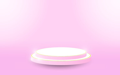 3D minimalist podium design in soft purplish pink colors for product promotion